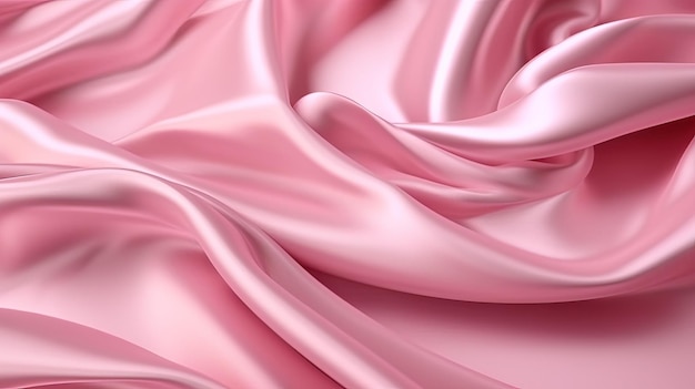 Una vista ravvicinata delle lussureggianti onde di tessuto di satin rosa