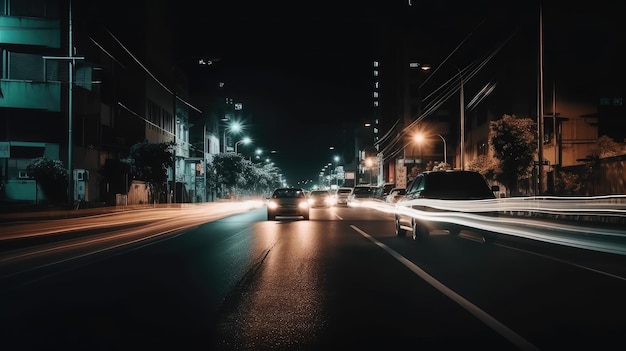 Una vista scintillante della città di notte