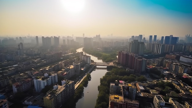 Una vista sullo sfondo della città