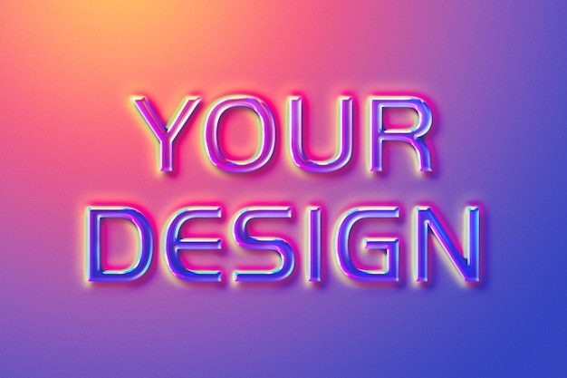 una visualizzazione colorata della parola design su uno sfondo blu