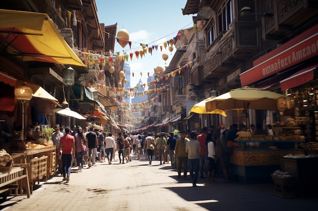 Una vivace strada del mercato piena di colorati 00015 02