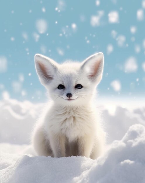 Una volpe bianca nella neve