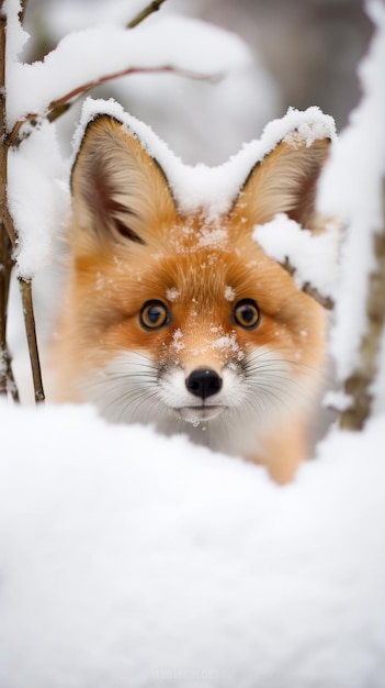 una volpe nella neve