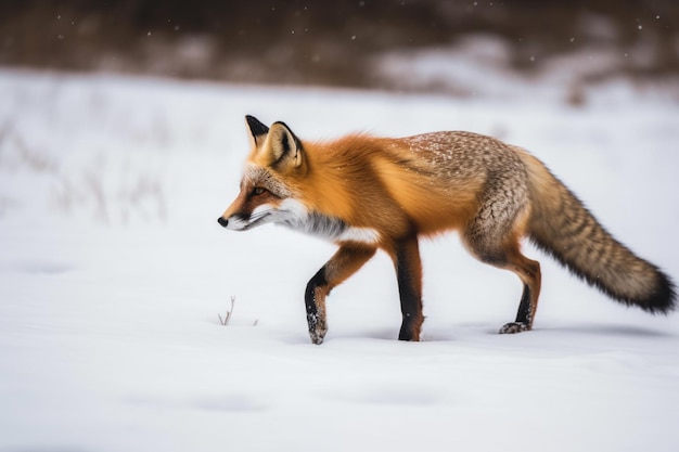 Una volpe rossa nella neve