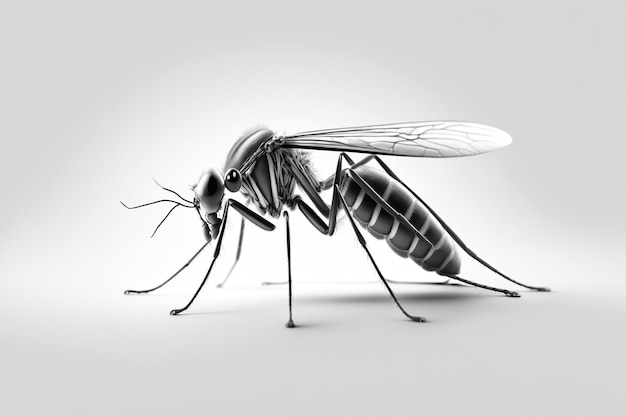 Una zanzara insetto in bianco e nero
