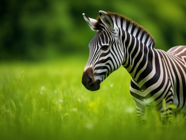 una zebra che pascola nel prato