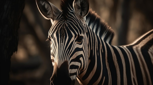 Una zebra con strisce sul muso è mostrata in una foto.