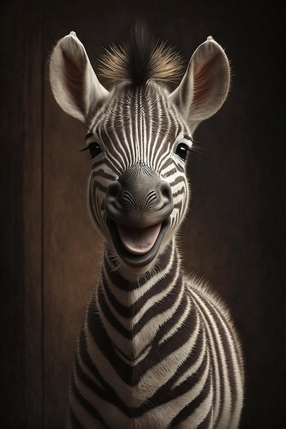 Una zebra con un grande sorriso sul volto