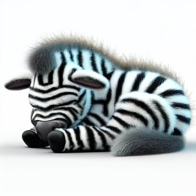 Una zebra imbottita con strisce bianche e nere.