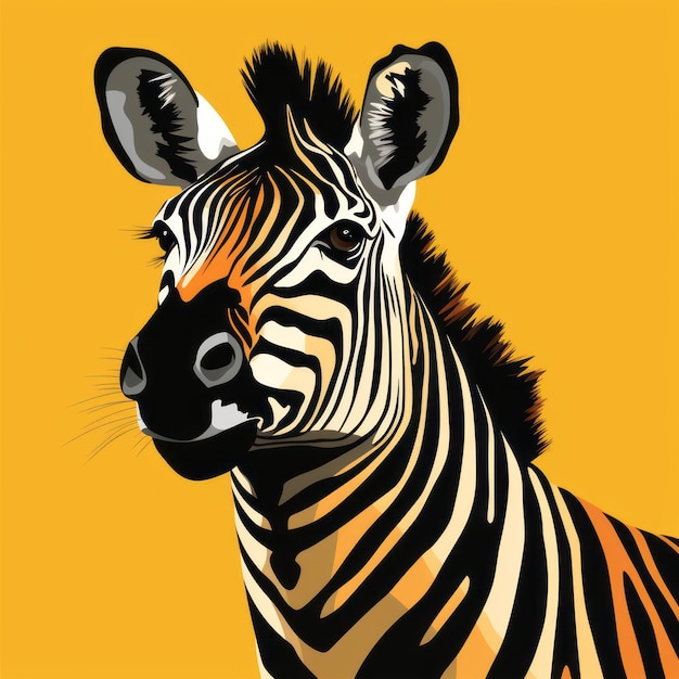 una zebra su sfondo giallo