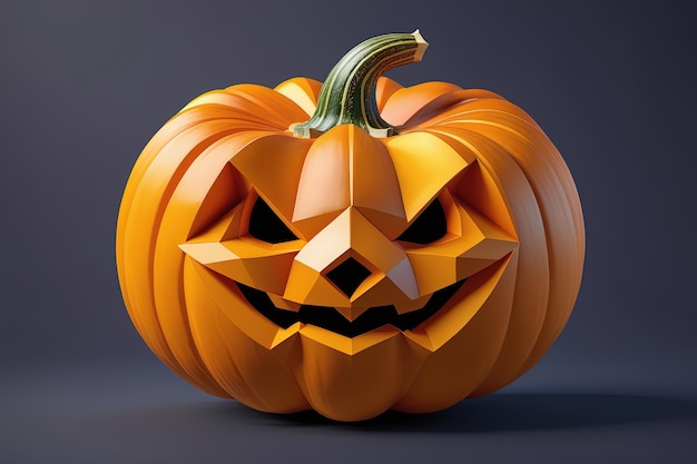 una zucca 3D con una faccia scolpita