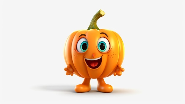 Una zucca cartone animato con una faccia sorridente e una faccia sorridente.