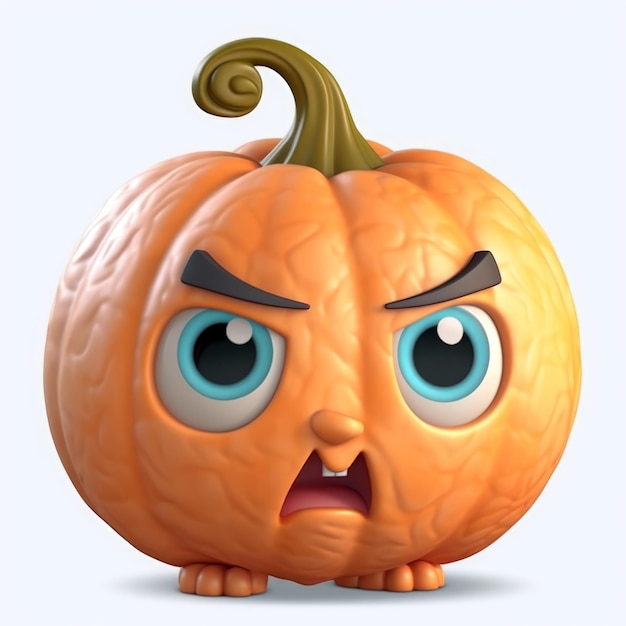 Una zucca cartone animato con una faccia triste