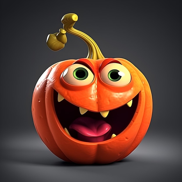 Una zucca di Halloween con un grande sorriso e un grande sorriso sul viso.