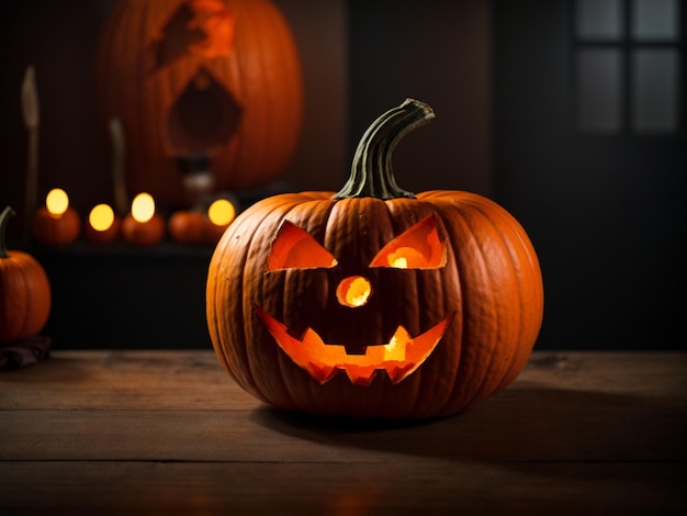 una zucca di Halloween su uno sfondo semplice
