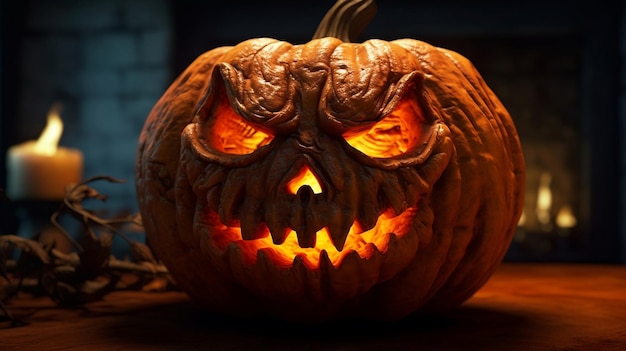 Una zucca spaventosa per Halloween.