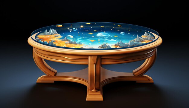 Une petite table basse dans une pièce d'un noble d'un universo medievale fantasy et tous ca dans un s