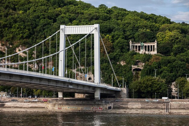 Ungheria, Budapest, Ponte Elisabetta sul Danubio, collina Gellert e monumento