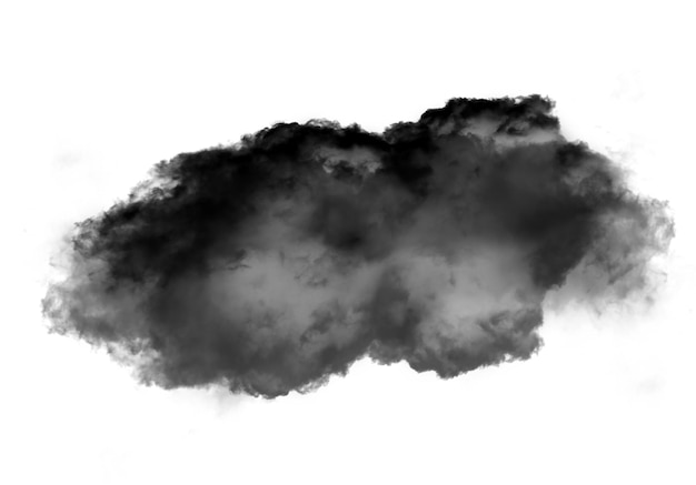 Unica nuvola di fumo nera su sfondo bianco
