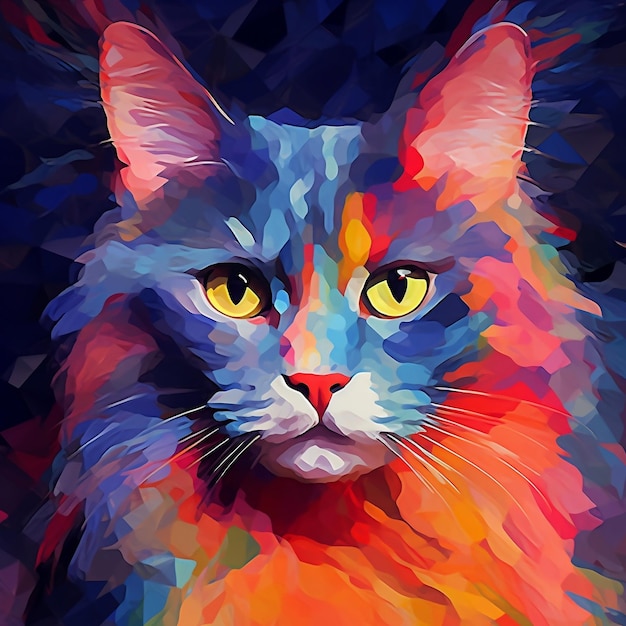 Unica pittura digitale di Cat Art astratta IA generativa