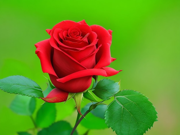 unico fiore rosa rossa con sfondo verde