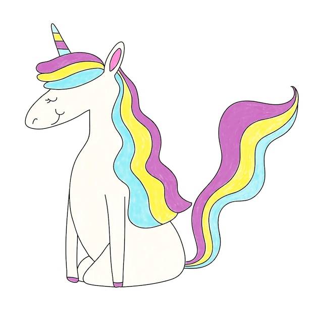 Unicorno adesivo png carino illustrazione colorata