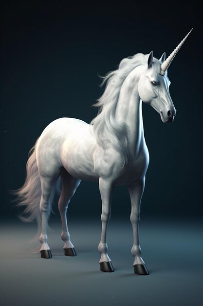 unicorno bianco sfondo scuro IA generativa