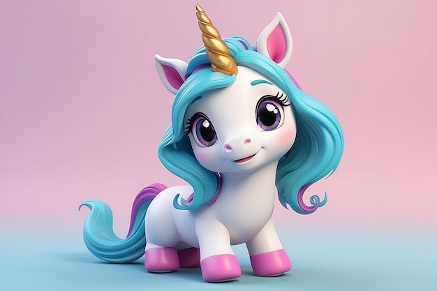 Unicorno carino in 3D