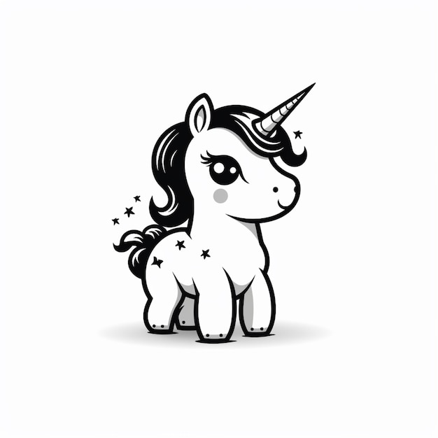 unicorno cartone animato con stelle in testa ai generativa