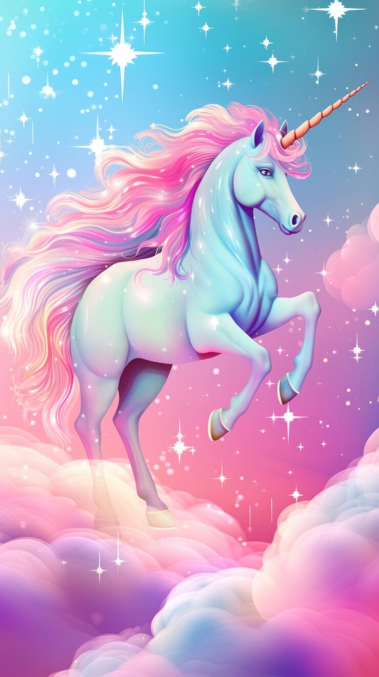 Foto unicorno dell'arcobaleno fantasia sfondo grafica animale arcobaleno