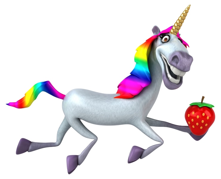 Foto unicorno divertente - illustrazione 3d