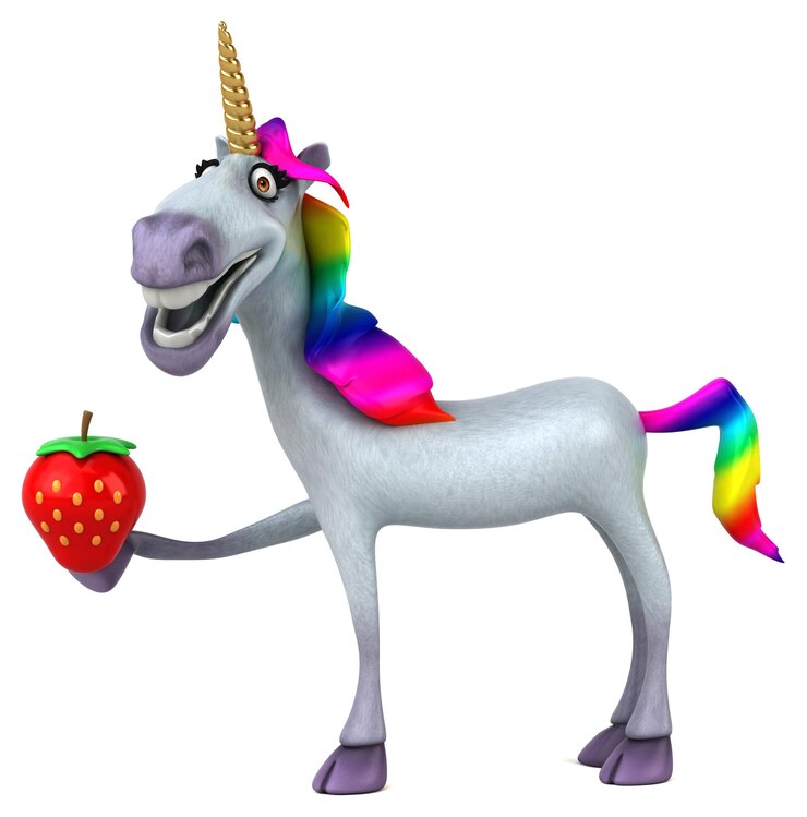 Foto unicorno divertente - illustrazione 3d