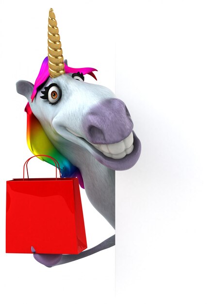 Unicorno divertente illustrazione 3D