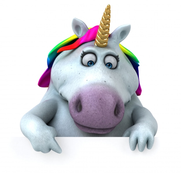 Unicorno divertente illustrazione 3D