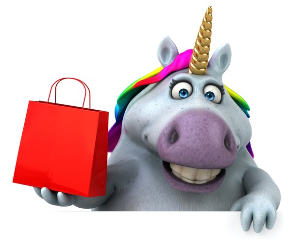 Unicorno divertente - illustrazione 3D