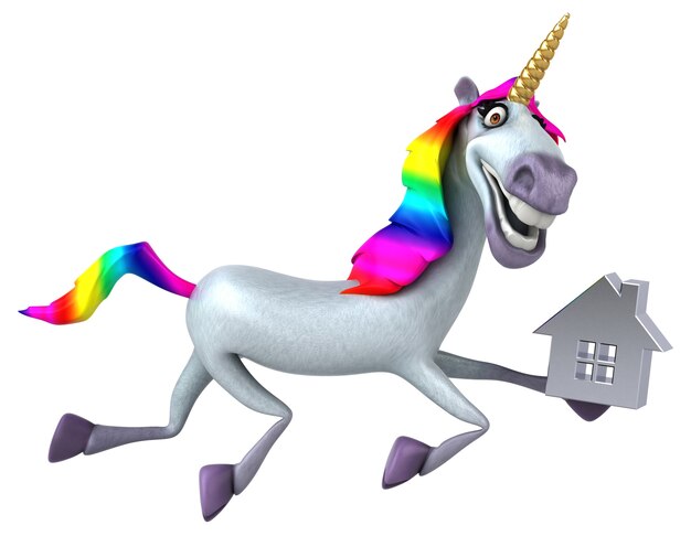 Unicorno divertente - illustrazione 3D