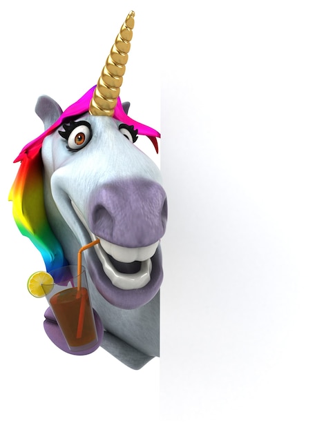 Unicorno divertente - illustrazione 3D