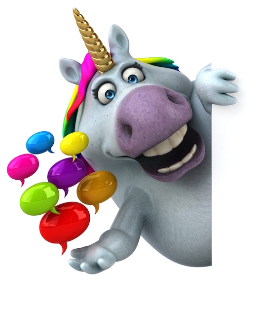 Unicorno divertente - Illustrazione 3D