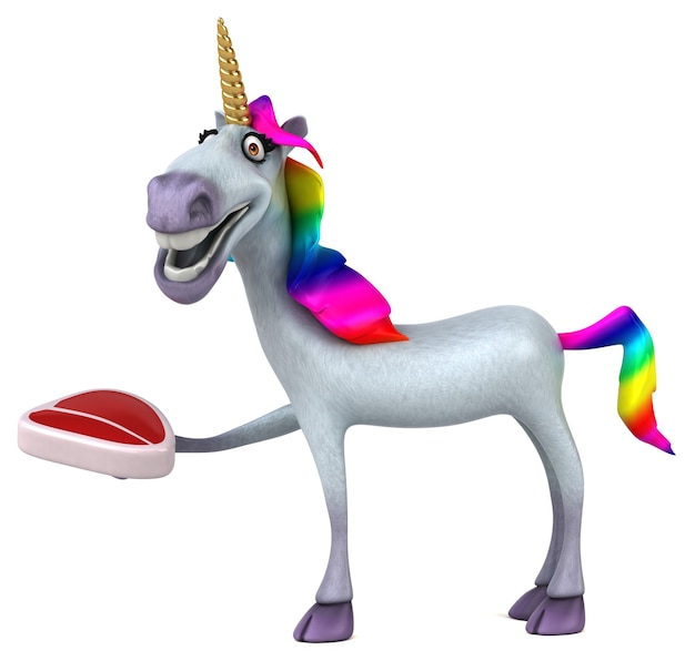 Unicorno divertente - Illustrazione 3D