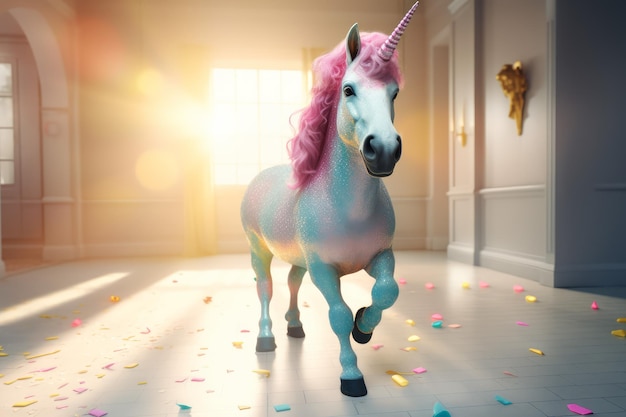 Unicorno felice Genera Ai