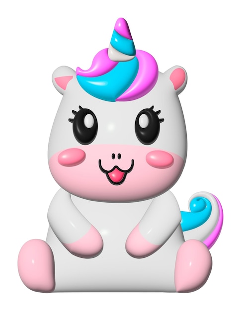 Unicorno illustrazione 3D png sfondo trasparente