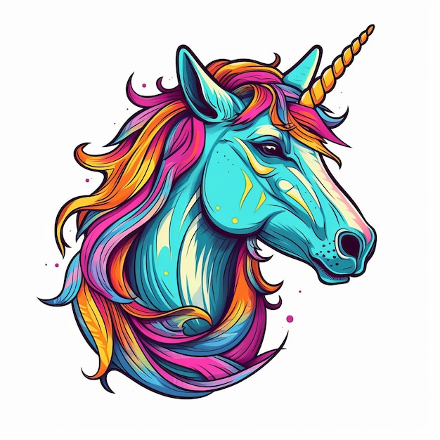 Unicorno magico gratuito vibrante carino corpo pieno bambino unicorno IA generativa