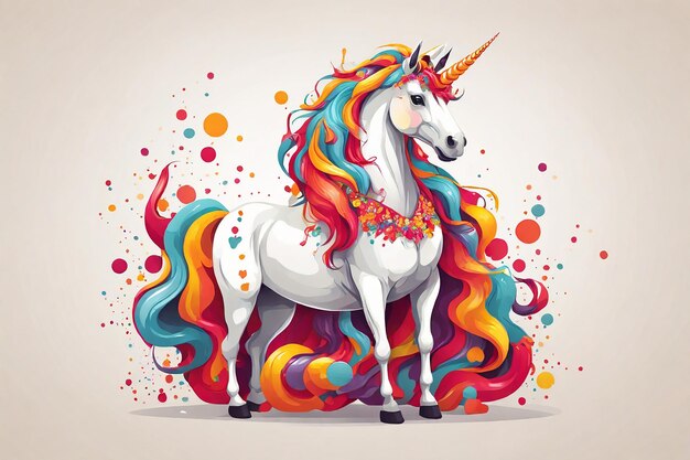 Unicorno su sfondo colorato Illustrazione vettoriale per il tuo disegno