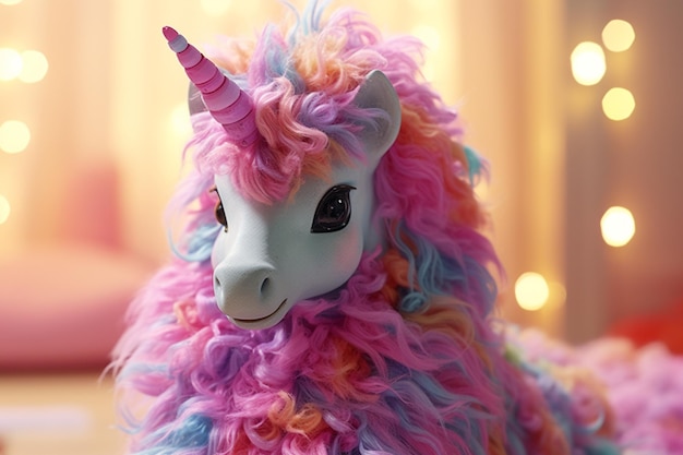 Unicorno una creatura mitica che simboleggia la virtù un cavallo con un corno arcobaleno fiaba coda lucida criniera pony bianco bellissimo simpatico mito animale magico