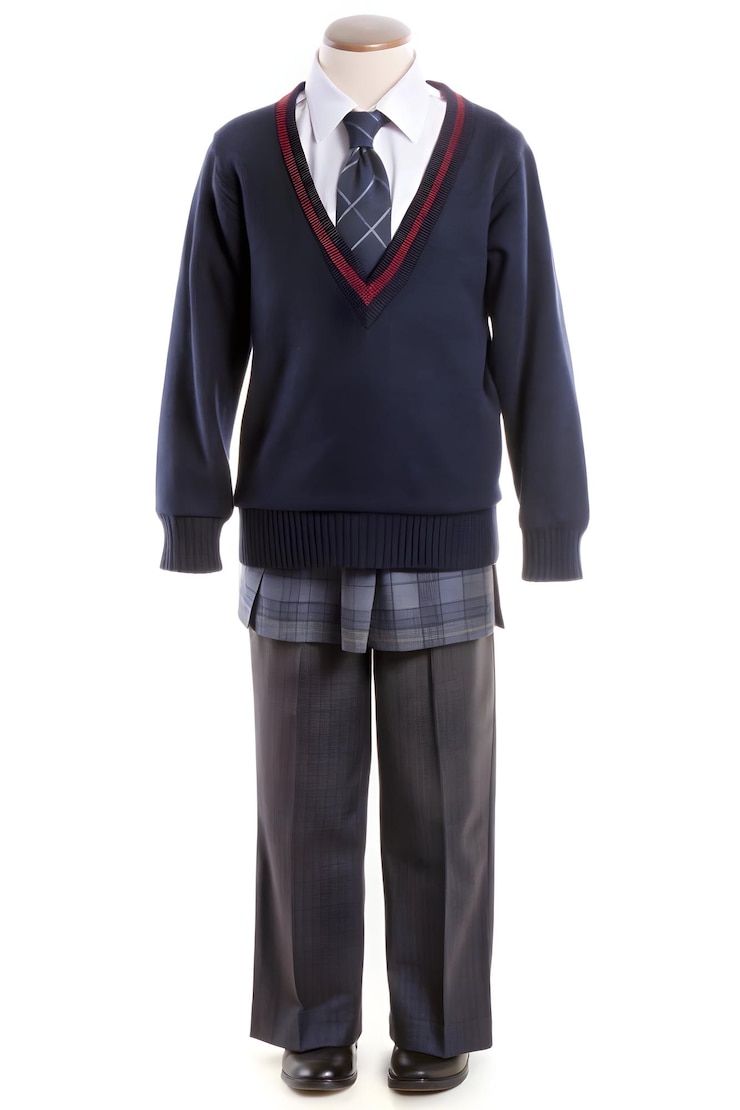 Foto uniforme scolastico su sfondo bianco