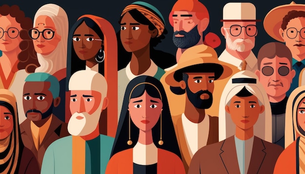 Unità nella diversità Illustrazione di un gruppo eterogeneo di persone di culture diverse