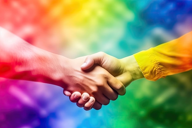 Unity and Support Handshake contro l'IA generativa della Bandiera Arcobaleno LGBT