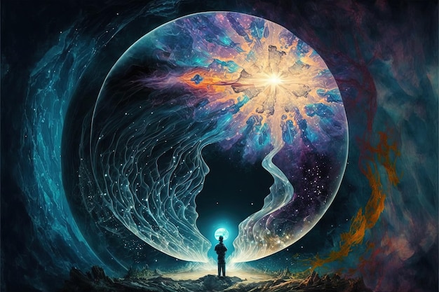 Universo cosmo Meditazione sfondo chakra prana la mente di Dio e la spiritualità Generative AI