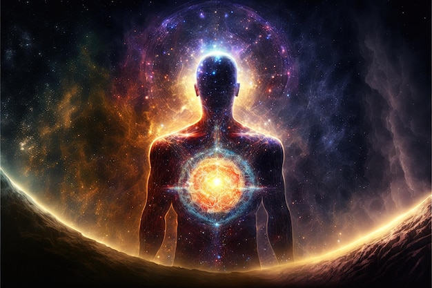 Universo cosmo Meditazione sfondo chakra prana la mente di Dio e la spiritualità Generative AI