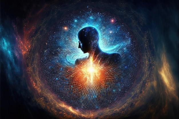 Universo cosmo Meditazione sfondo chakra prana la mente di Dio e la spiritualità Generative AI